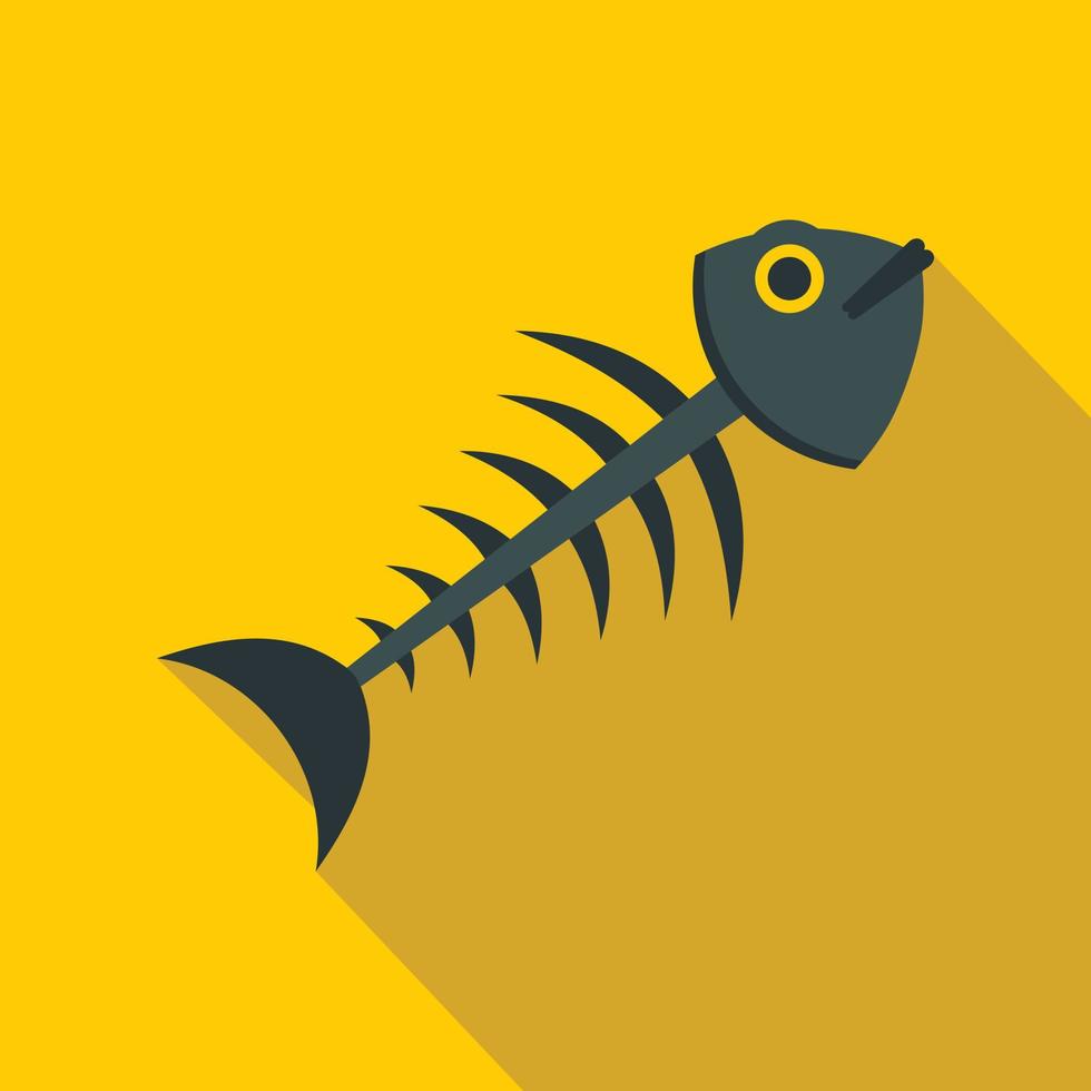 Fish bone icon, flat style 14935056 Vector Art at Vecteezy