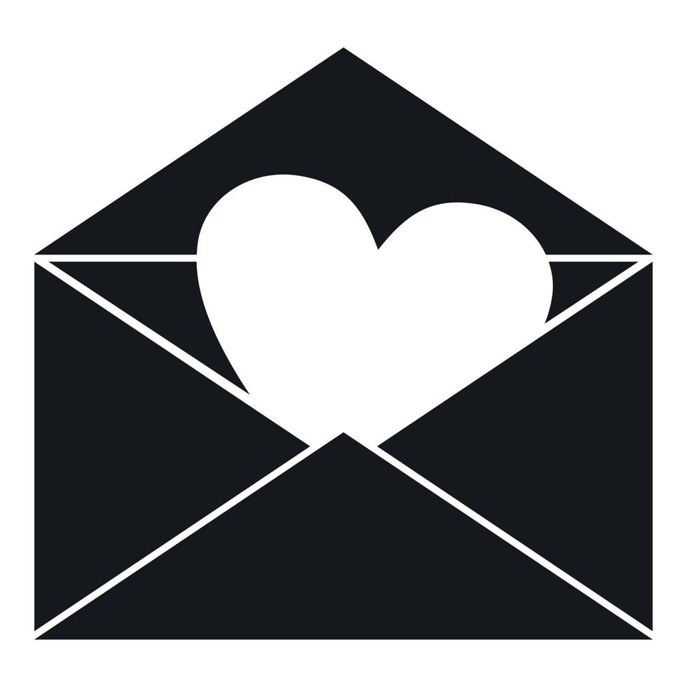 Envelope with Valentine heart icon, simple style vector