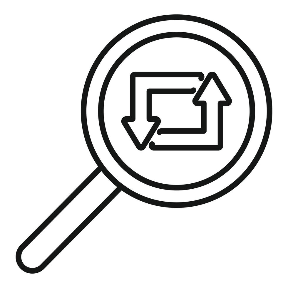 Repost magnifier icon outline vector. Repost chart vector