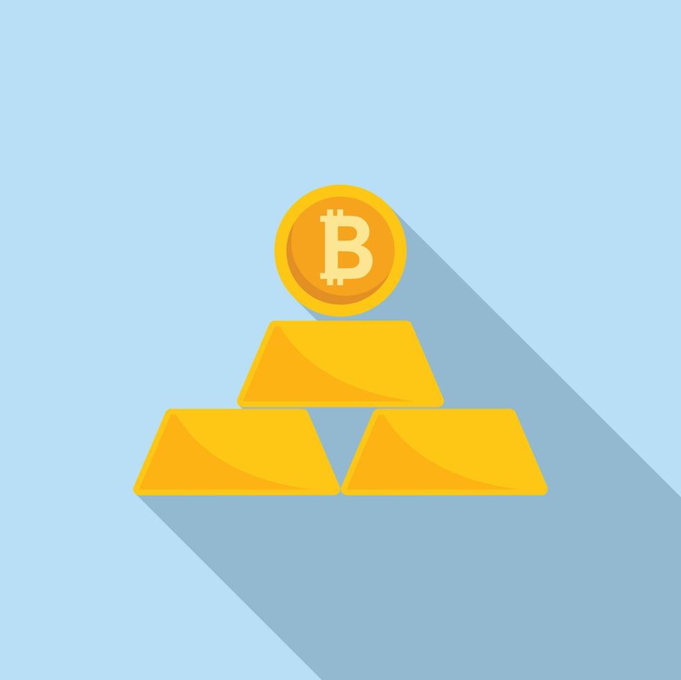 Cryptocurrency gold bar icon flat vector. Crypto money vector