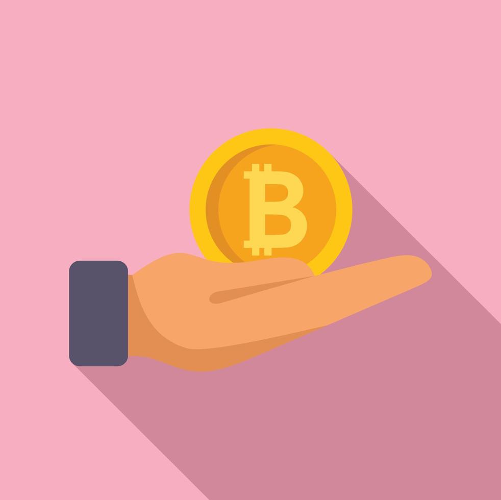 Care bitcoin icon flat vector. Crypto money vector