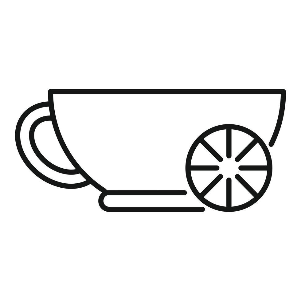 vector de contorno de icono de té de limón caliente. taza de bebida