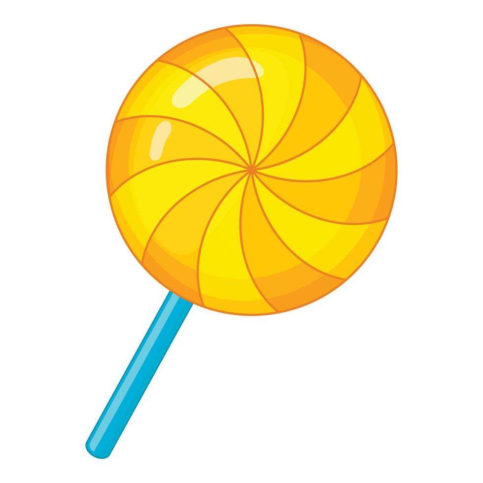 caramelo en un icono de palo, estilo de dibujos animados vector