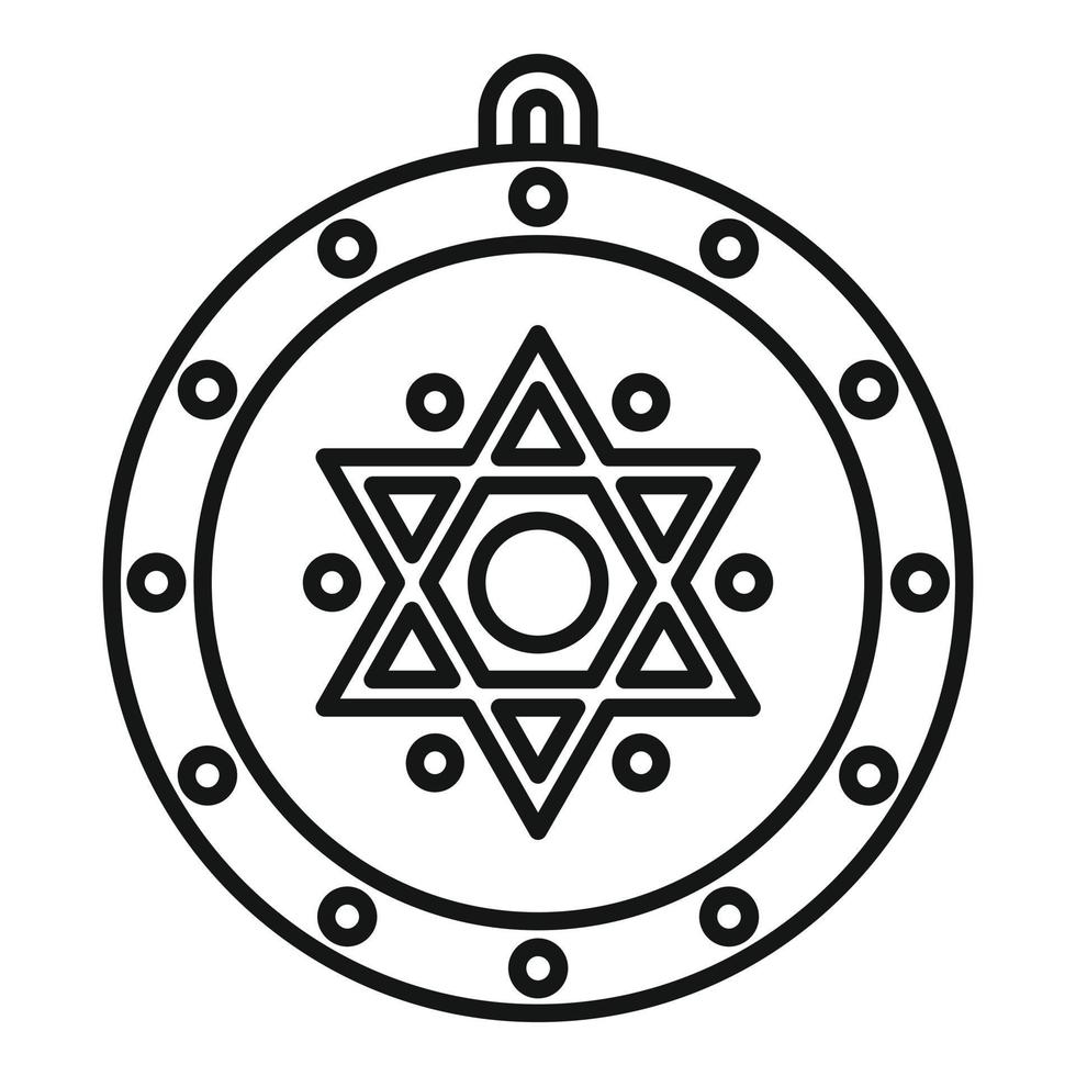 vector de contorno de icono de amuleto de estrella mística. amuleto esotérico
