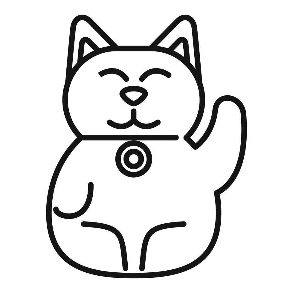 vector de contorno de icono de gato afortunado asiático. neko chino