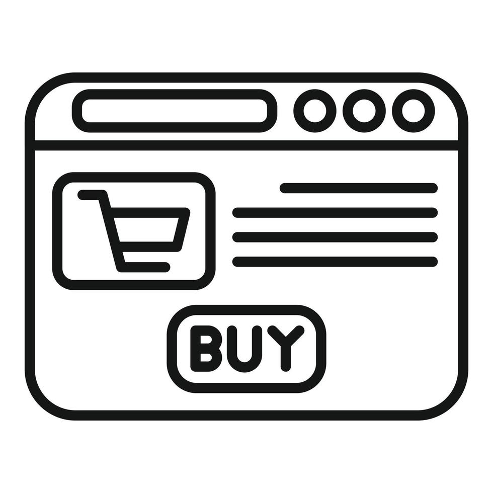 comprar vector de contorno de icono de página web. comercio por internet