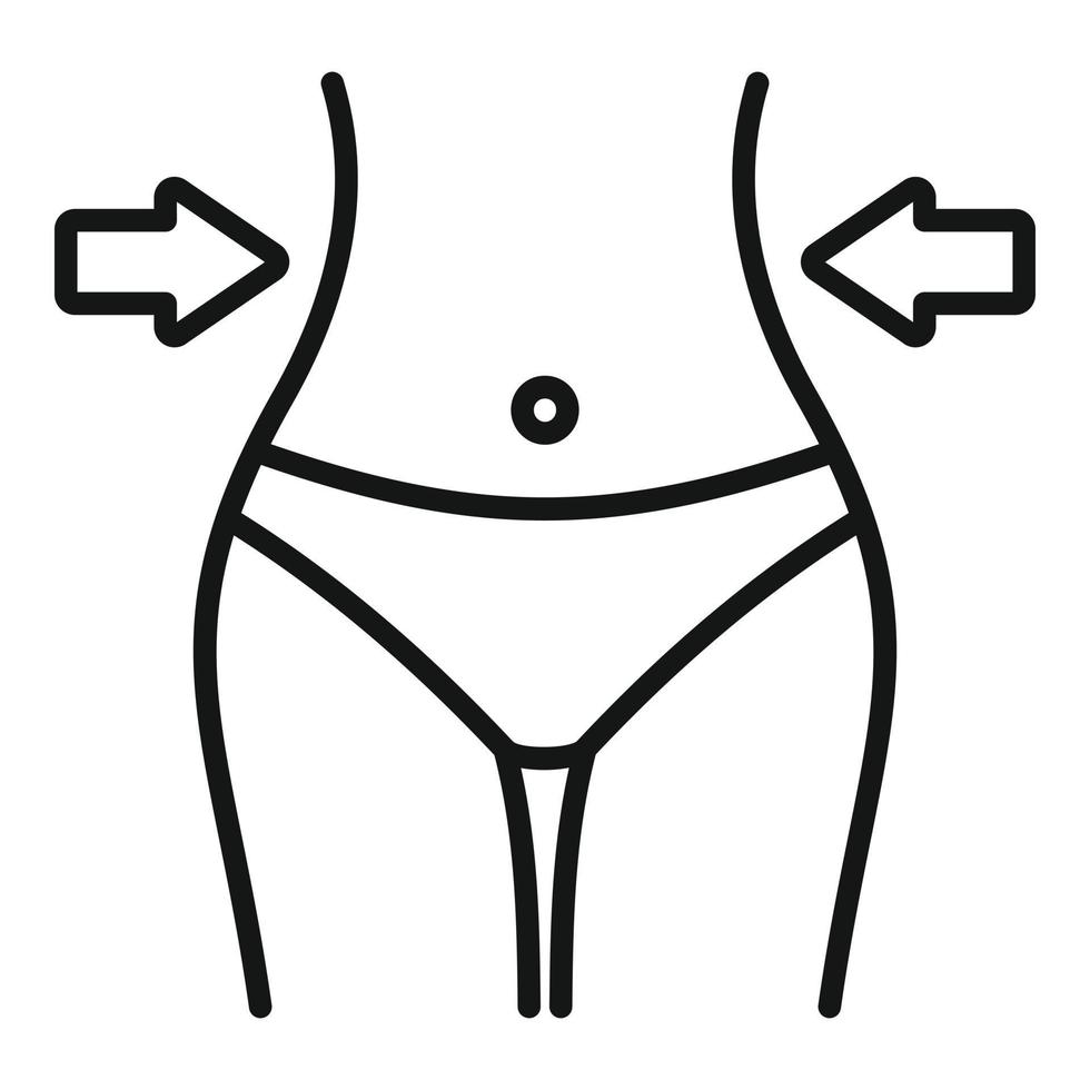 vector de contorno de icono de cuerpo de mujer delgada. comida dietetica
