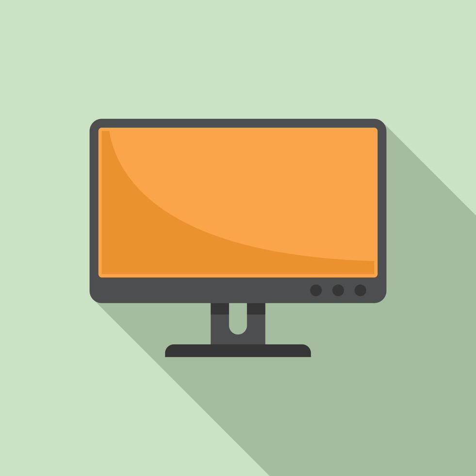 Office monitor icon flat vector. Screen computer vector