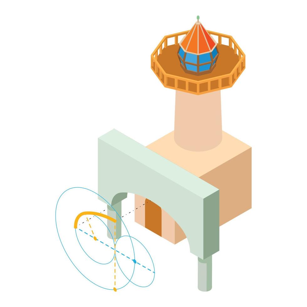 Construction concept icon isometric vector. Arch project and lighthouse building vector