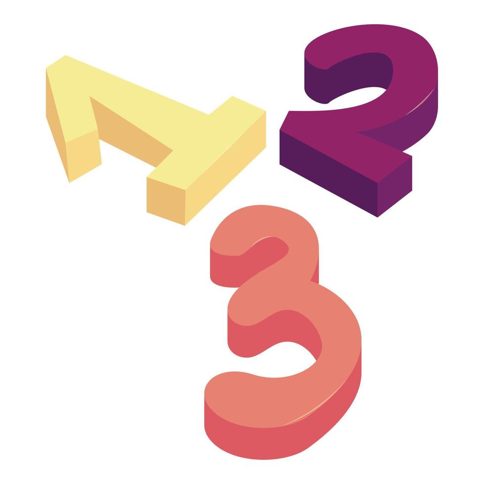 One two three numbers icon, cartoon style vector