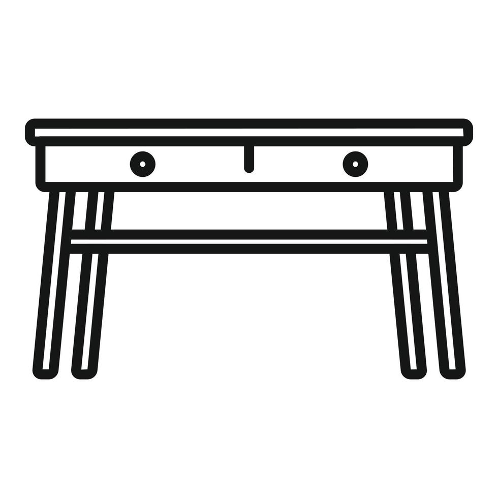 vector de contorno de icono de mesa de picnic. escritorio de madera