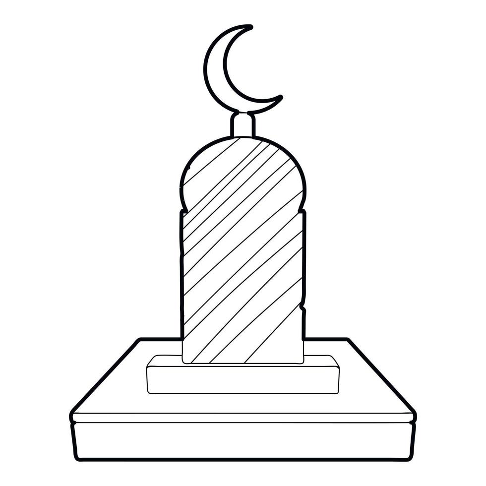 Muslim grave icon, outline style vector