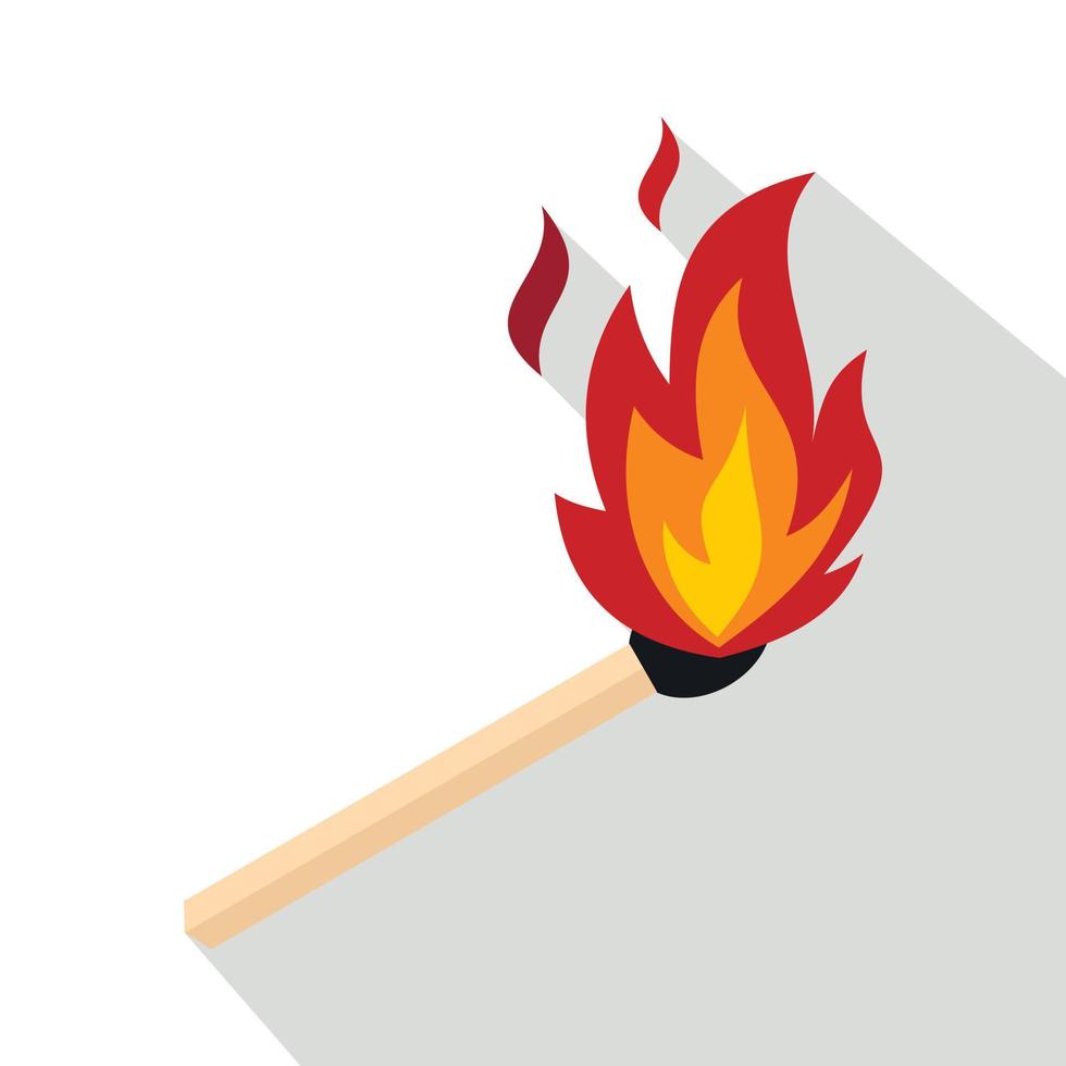 Match with fire icon, flat style vector