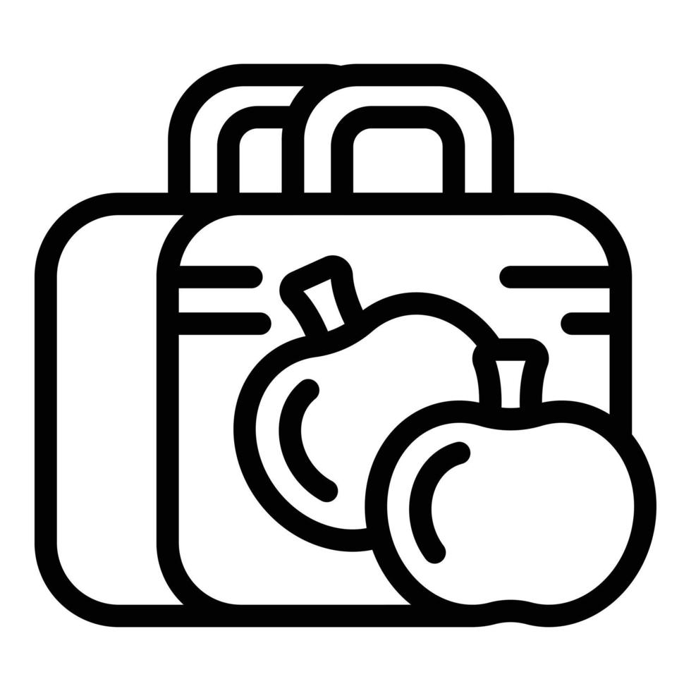 Lunchtime fruit icon outline vector. School box vector