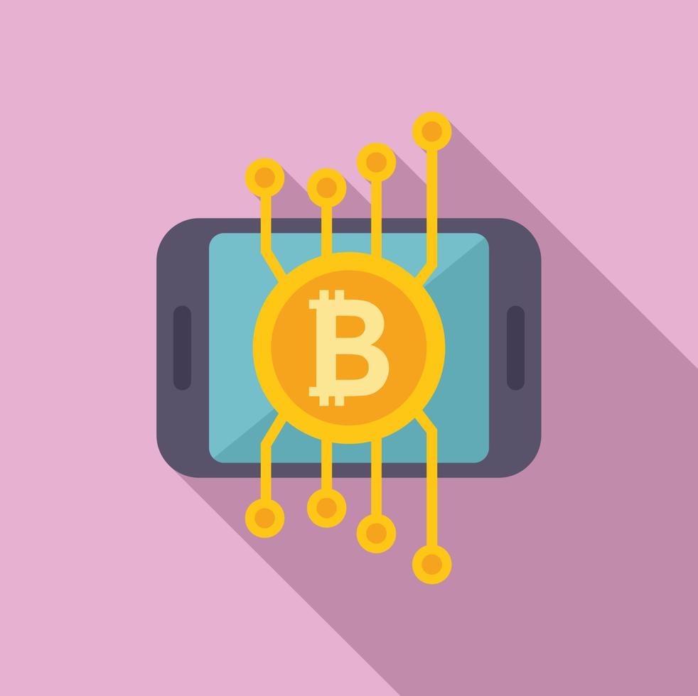 Crypto smartphone icon flat vector. Business money vector