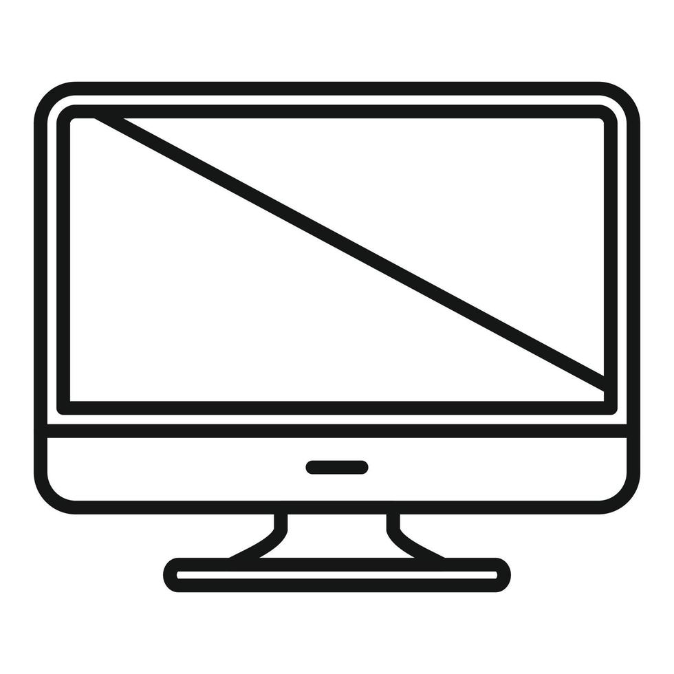 vector de contorno de icono de interfaz de monitor. computadora de pantalla