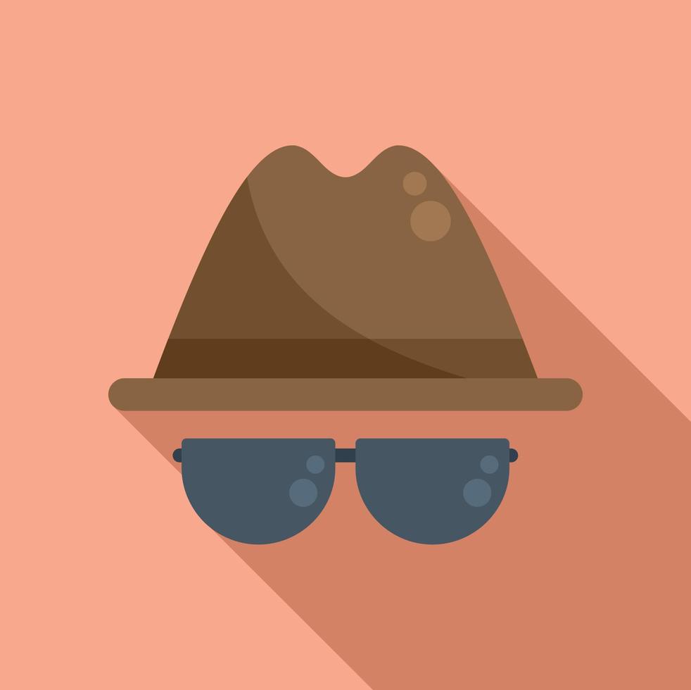 Agent hat and glasses icon flat vector. Secret service vector