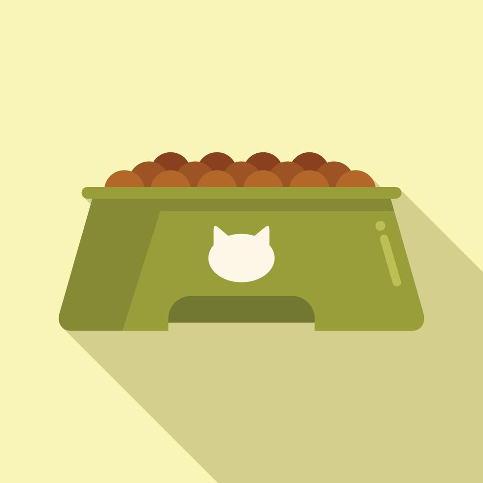 vector plano de icono de cuenco de gato completo. alimento para mascotas