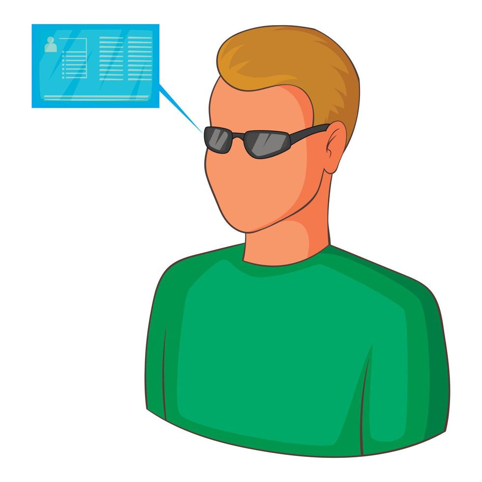 Man with future high tech smart glasses icon vector