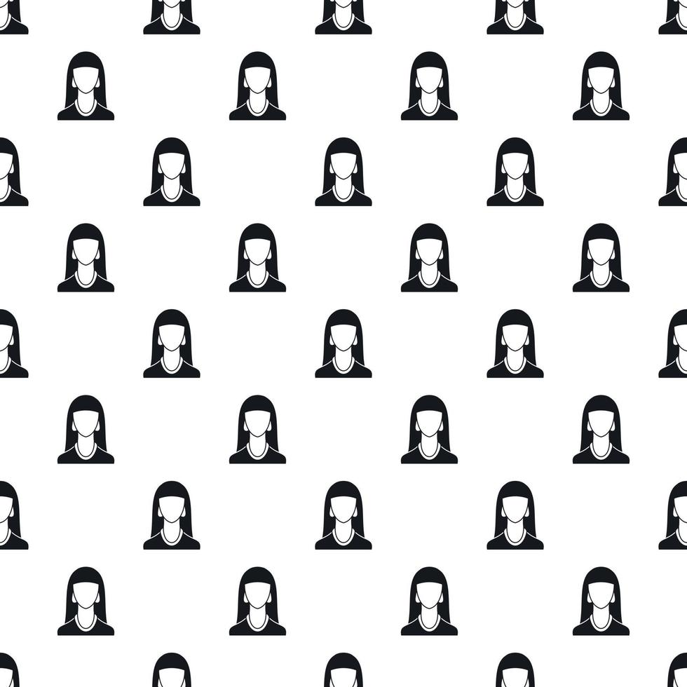 Girl with long hair avatar pattern, simple style vector