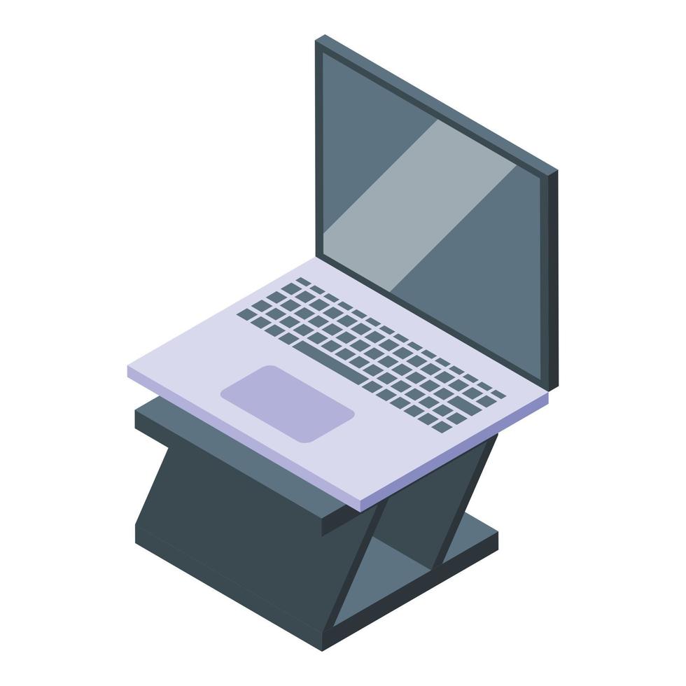 Person laptop stand icon isometric vector. Desk computer vector