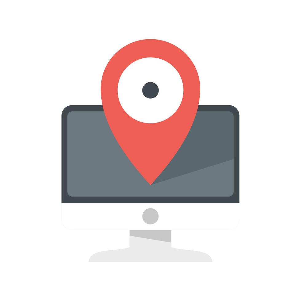 Business computer location icon flat isolated vector