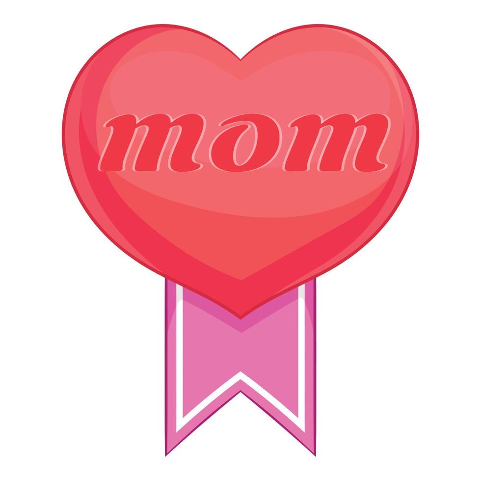 Mothers Day heart icon, cartoon style vector