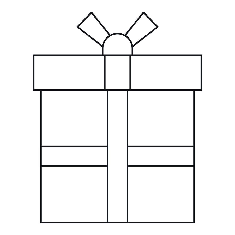 icono de caja de regalo, estilo de esquema vector