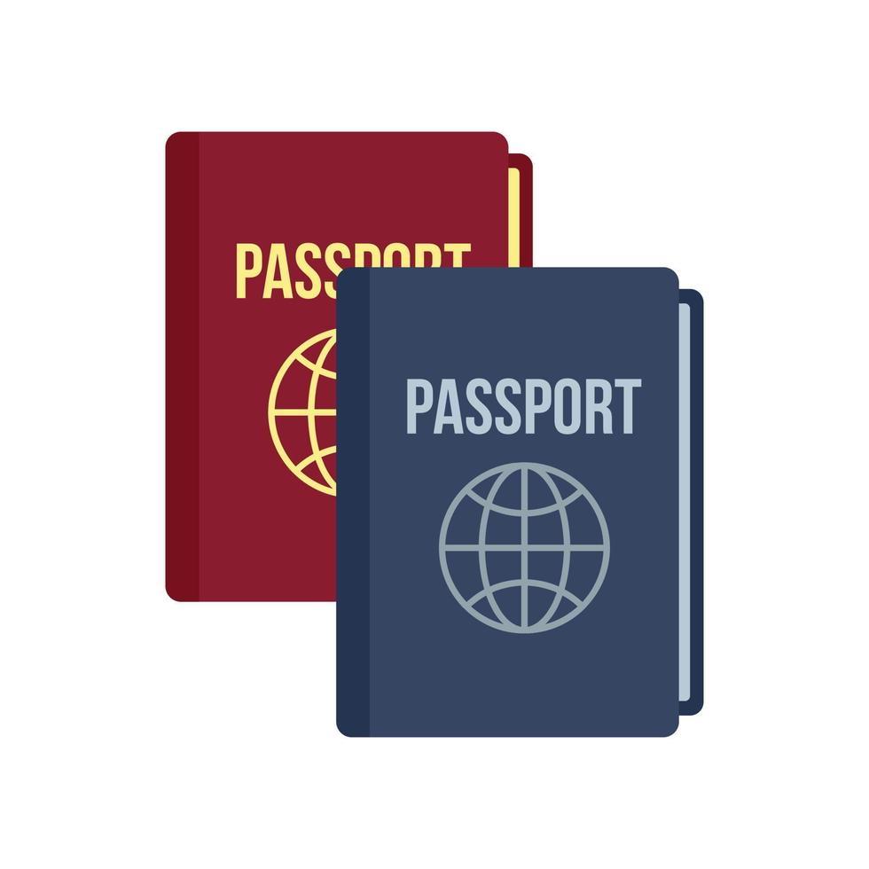 pasaporte internacional icono plano aislado vector