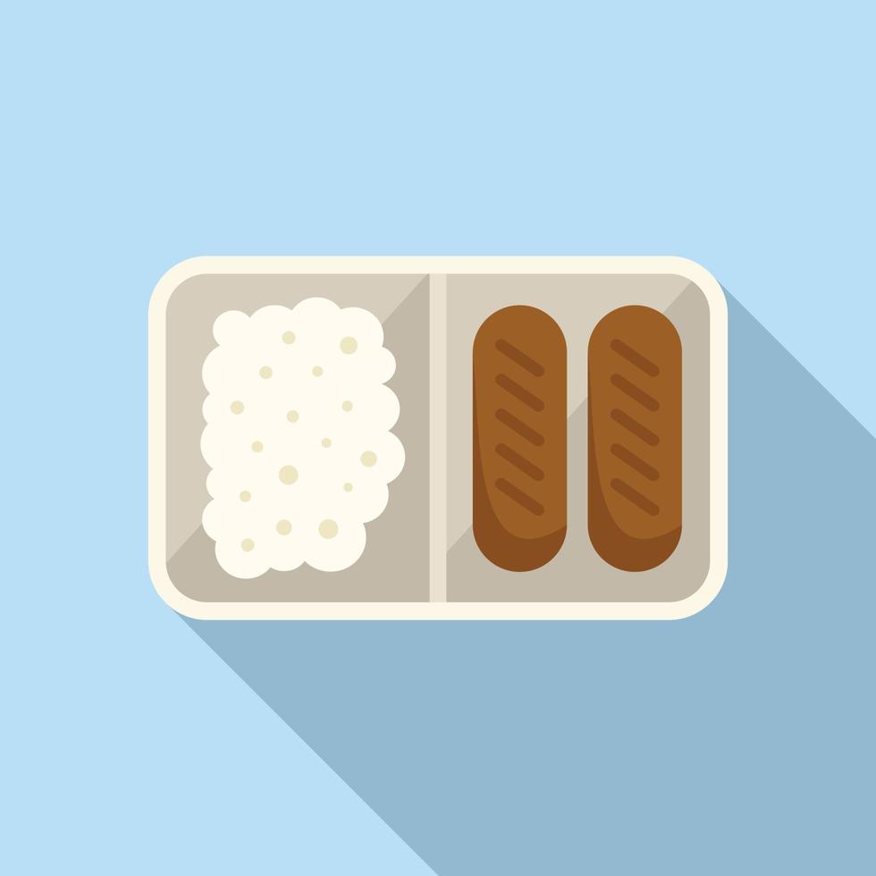 vector plano de icono de comida de línea aérea de arroz. comida de aire