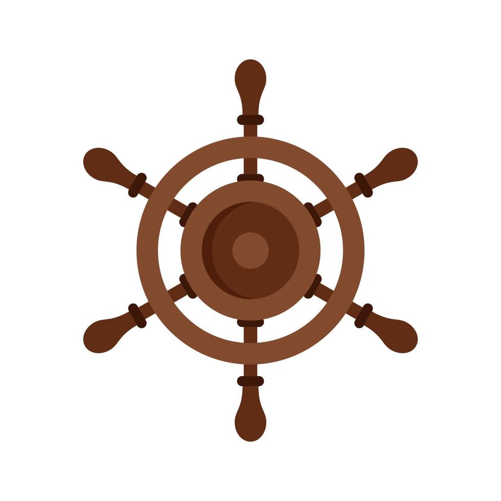 Marine ship wheel icon flat isolated vector
