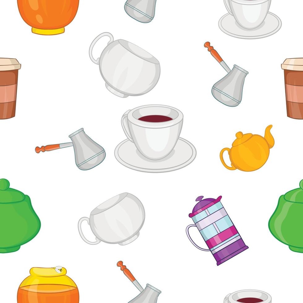 Beverage pattern, cartoon style vector