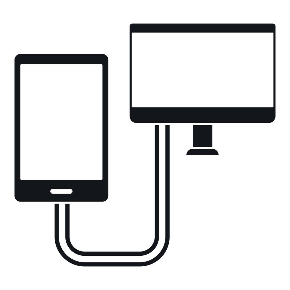 icono de teléfono de conexión, estilo simple vector