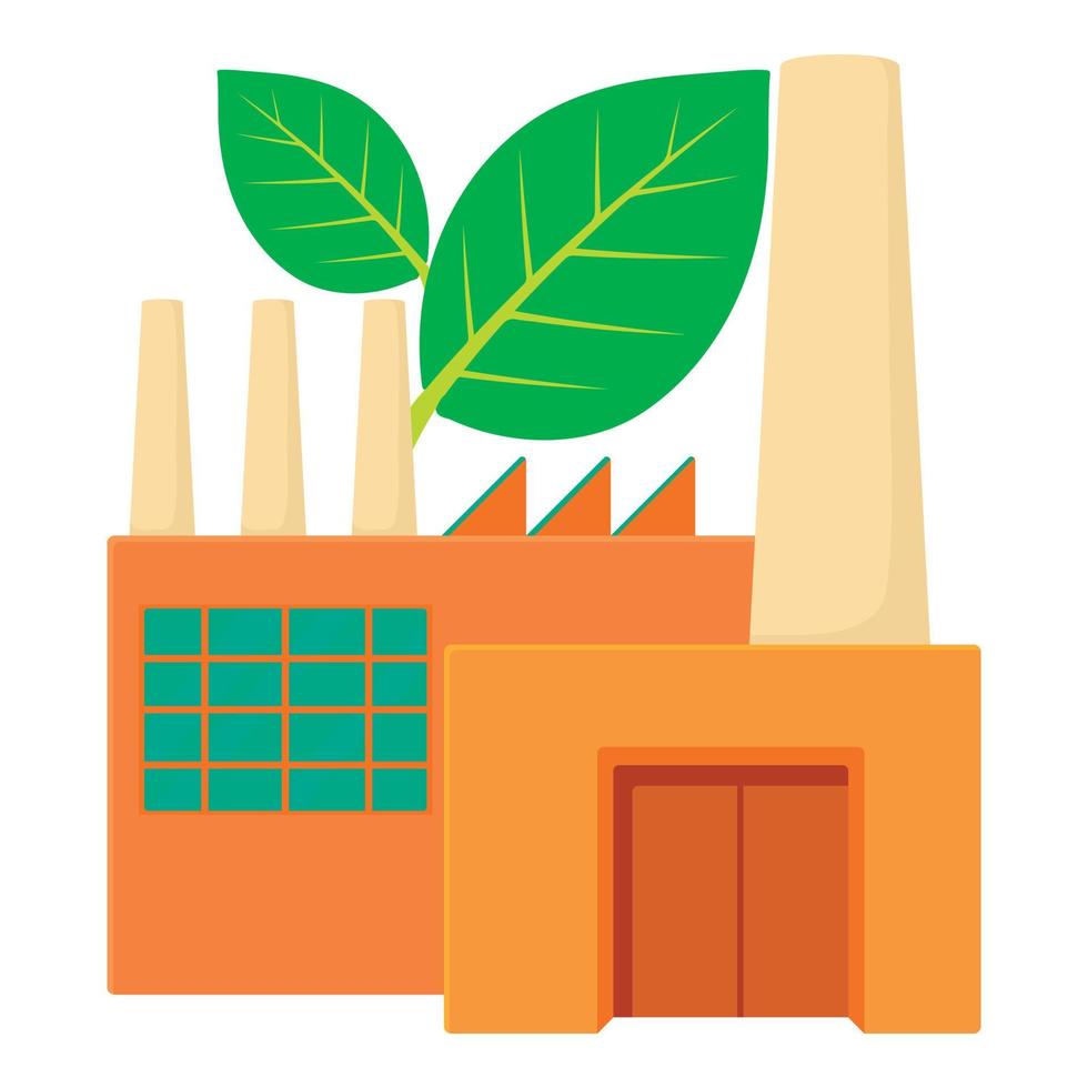 Eco factory icon, cartoon style vector