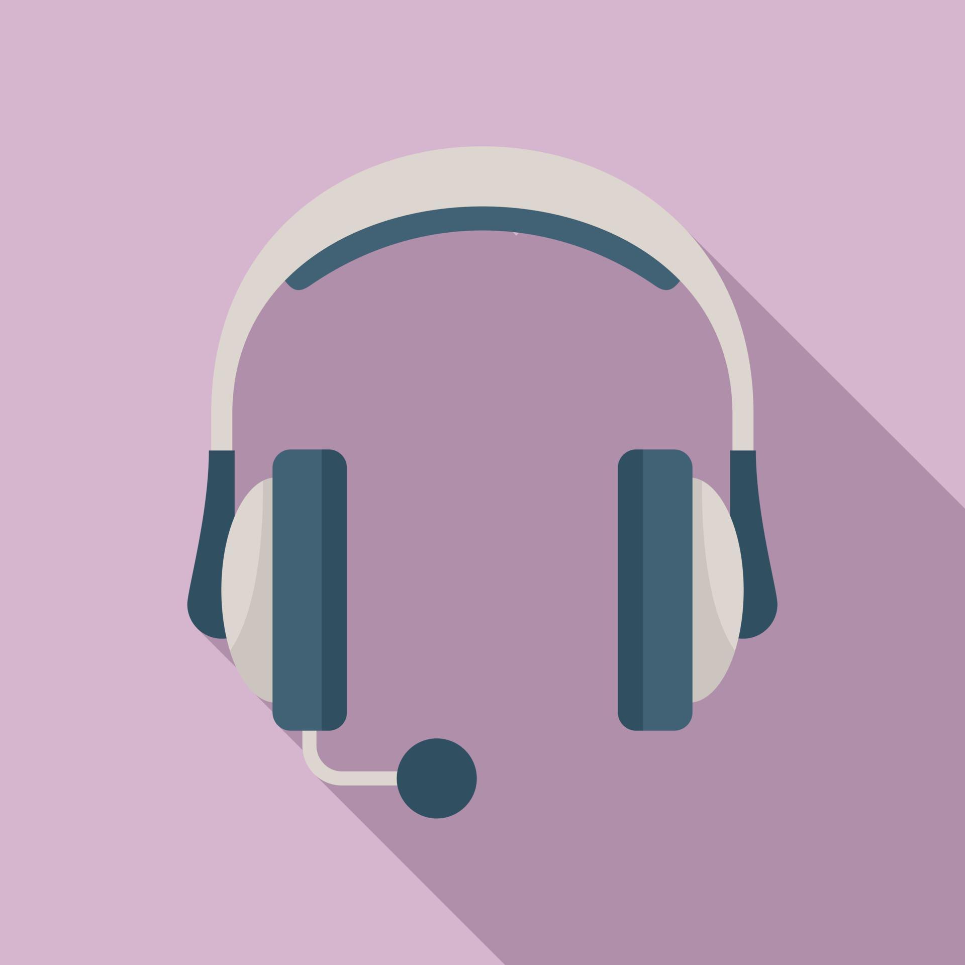 Headset mic icon flat vector. Microphone headphone 14936761 Vector Art