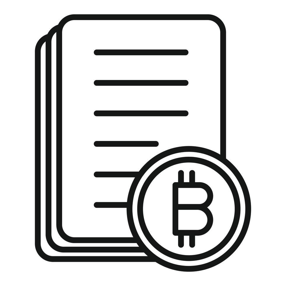 vector de contorno de icono de documentos de criptomoneda. cripto negocio