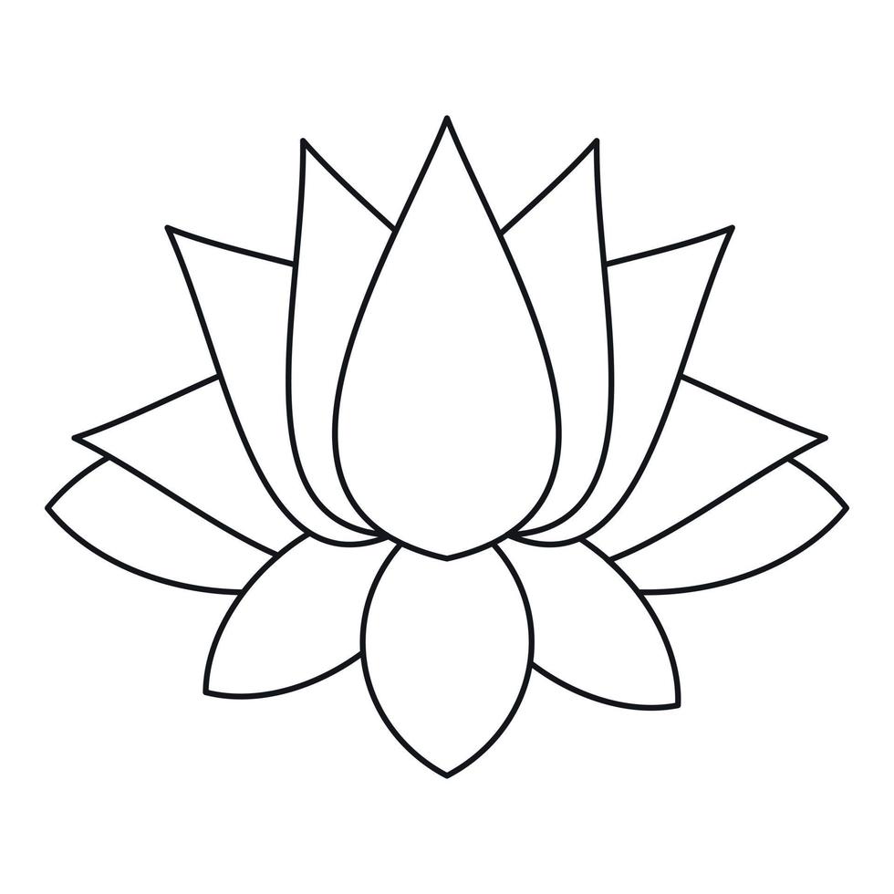 Lotus icon, outline style vector