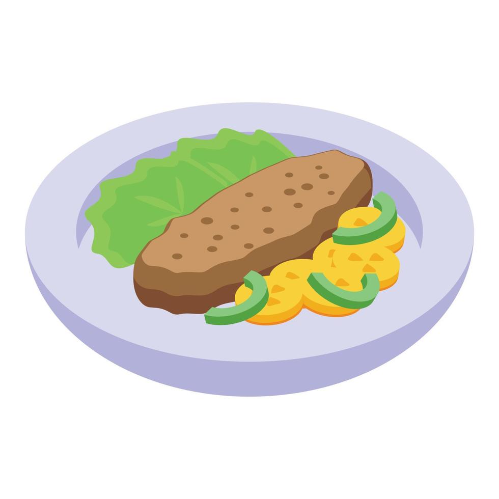 Meat cutlet icon isometric vector. Chicken food vector