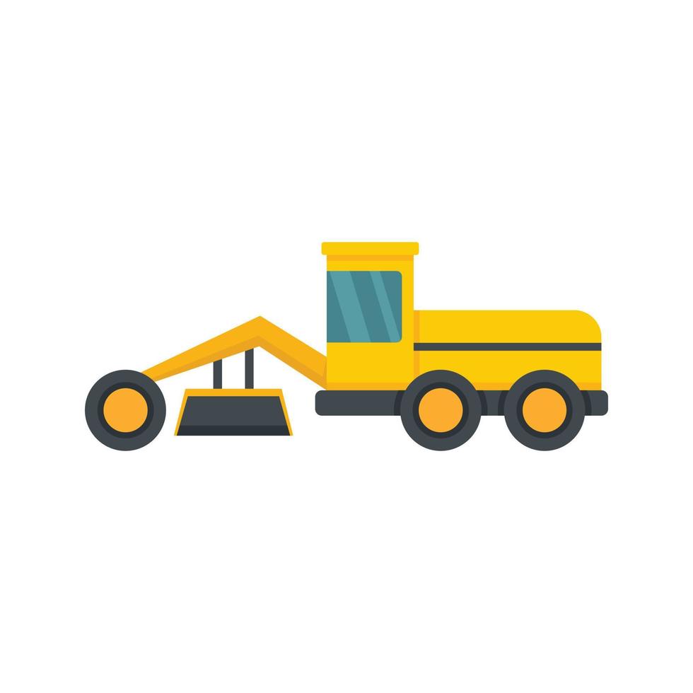 Grader machine building icon flat isolated vector