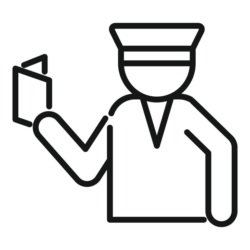 Passport check man icon outline vector. Airplane passenger vector