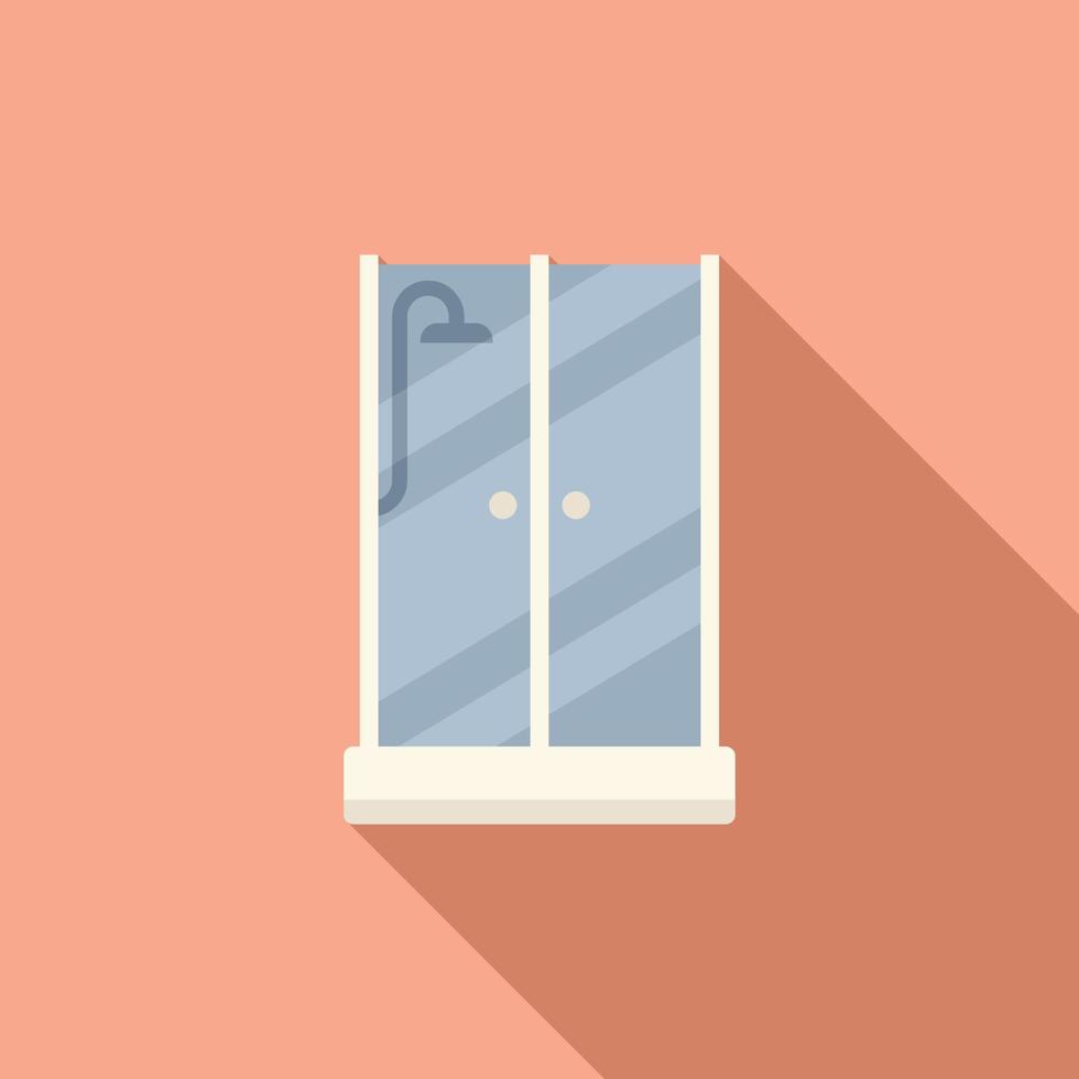 Shower cabin door icon flat vector. Stall glass vector