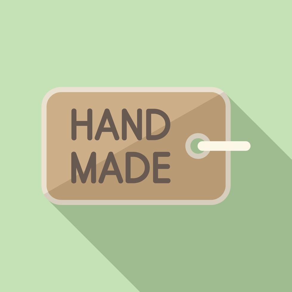 Hand made label icon flat vector. Cloth tag vector