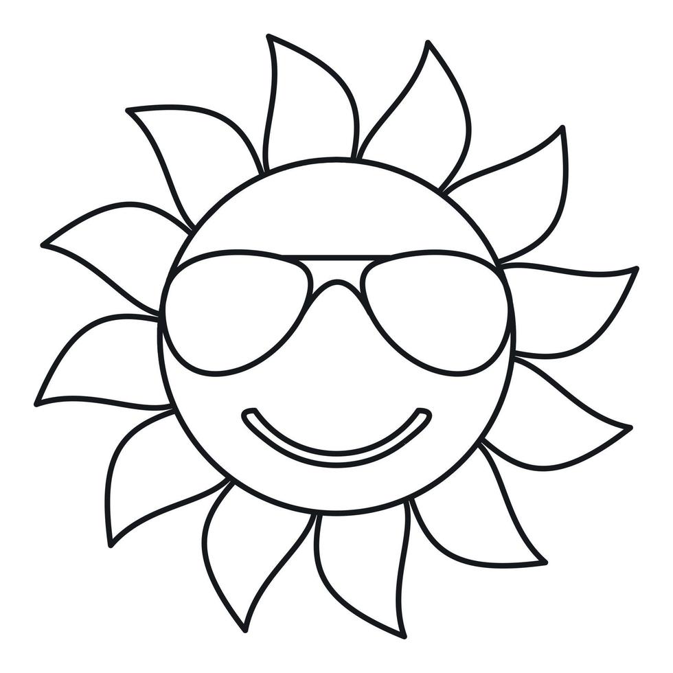 Sun icon, outline style vector