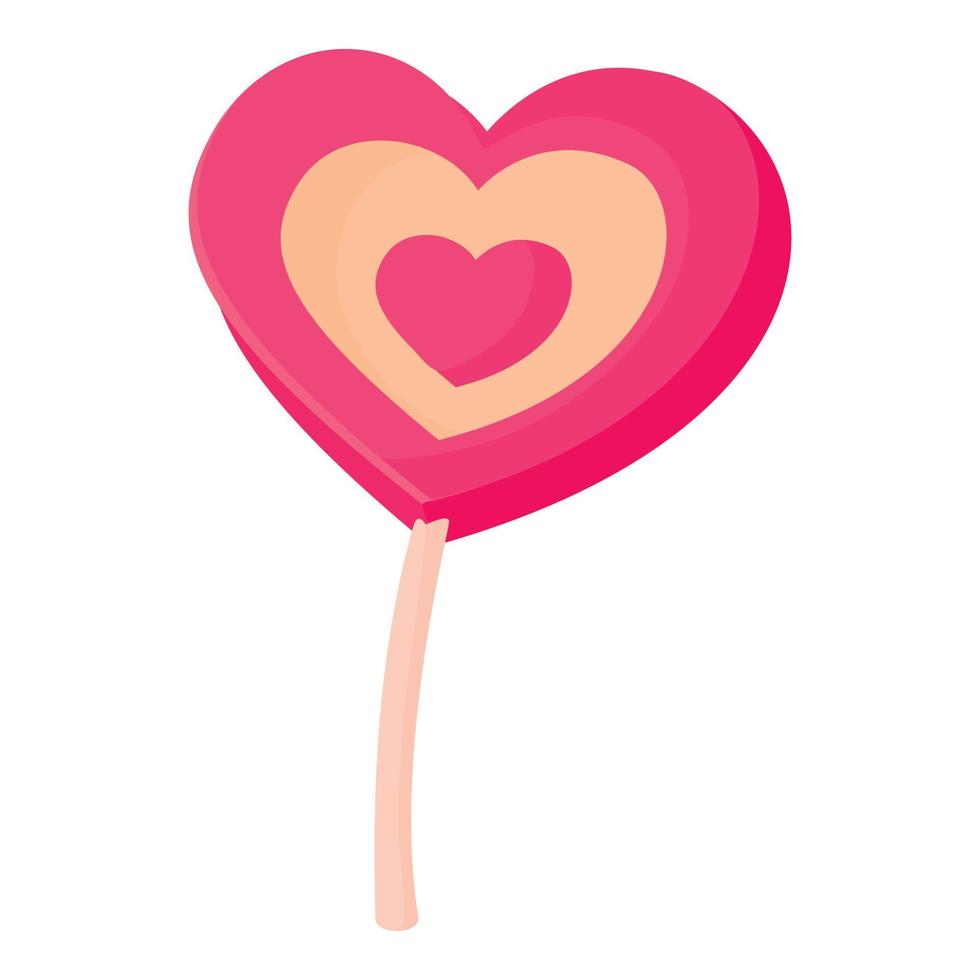 Lollipop heart icon, cartoon style vector