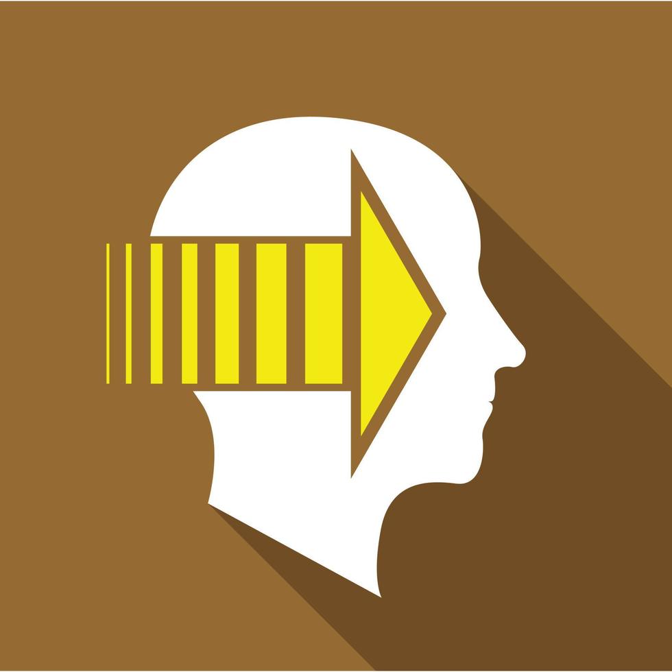 Thinking brain icon, flat style vector