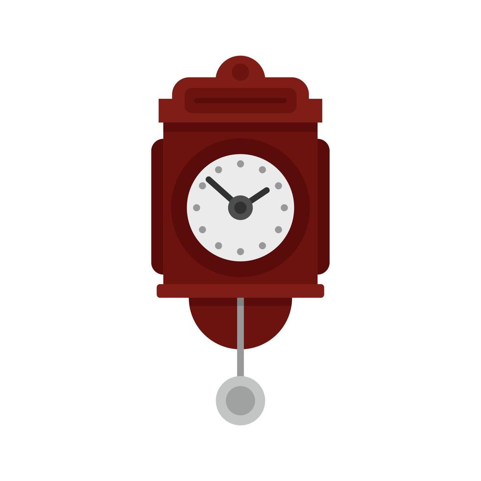 Wall pendulum clock icon flat isolated vector