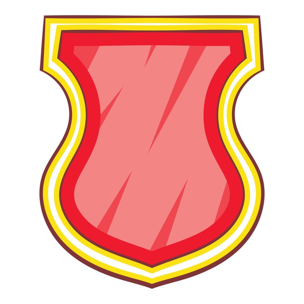 Red shield icon, cartoon style vector