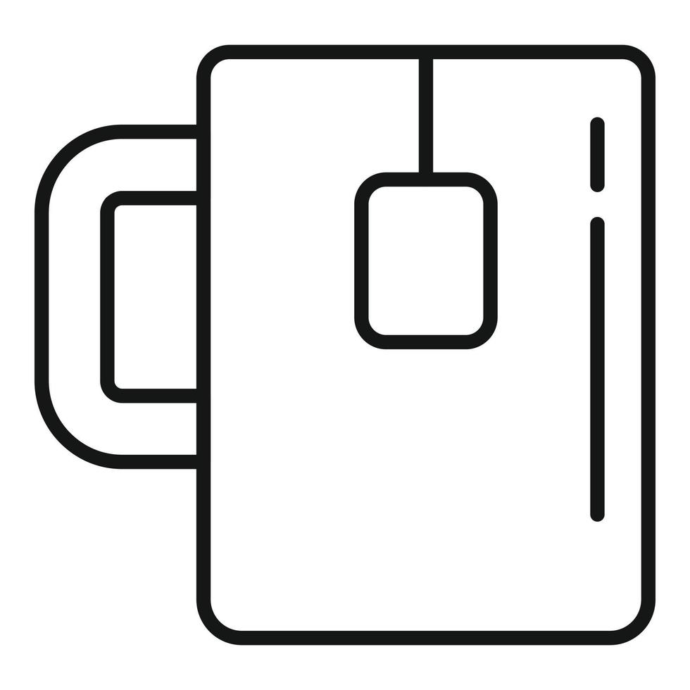 vector de contorno de icono de taza de té de oficina. bebida caliente