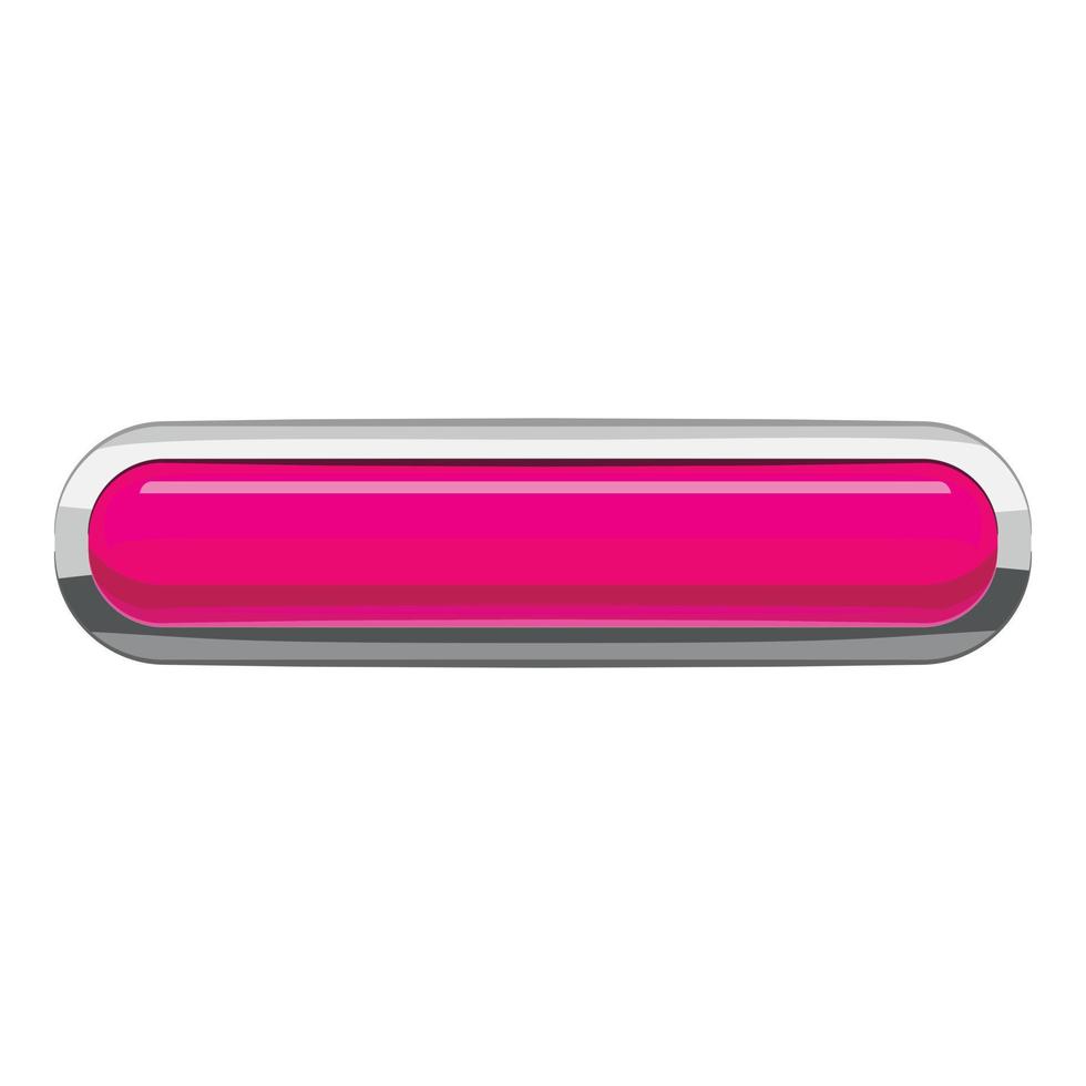 Pink rectangular button icon, cartoon style vector
