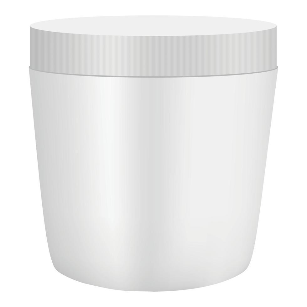 White plastic cosmetic container mockup vector